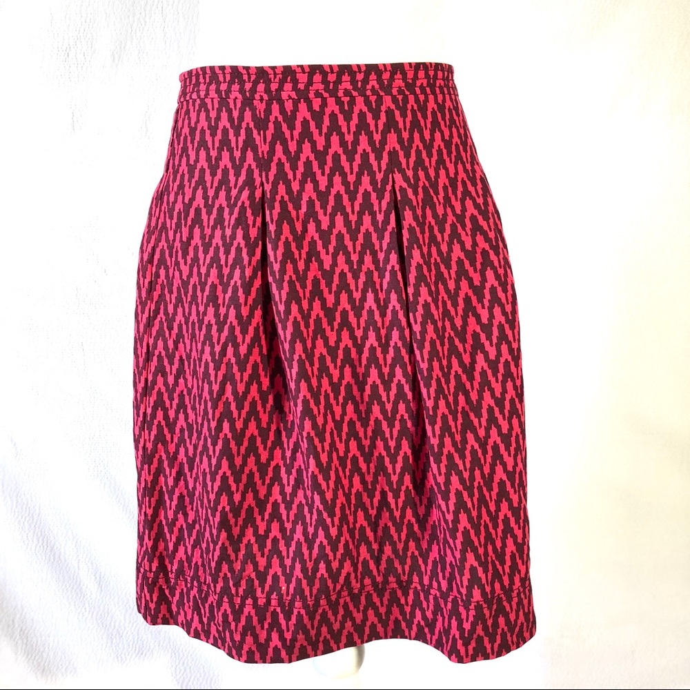 LOFT Red And Black Print Linen Blend Skirt